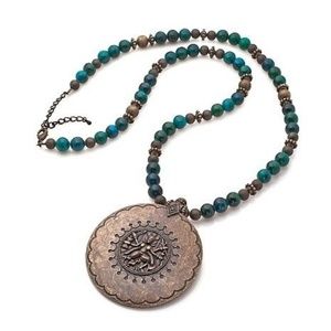 FERN FINDS: Beaded Medallion Drop 31-1/2" Necklace